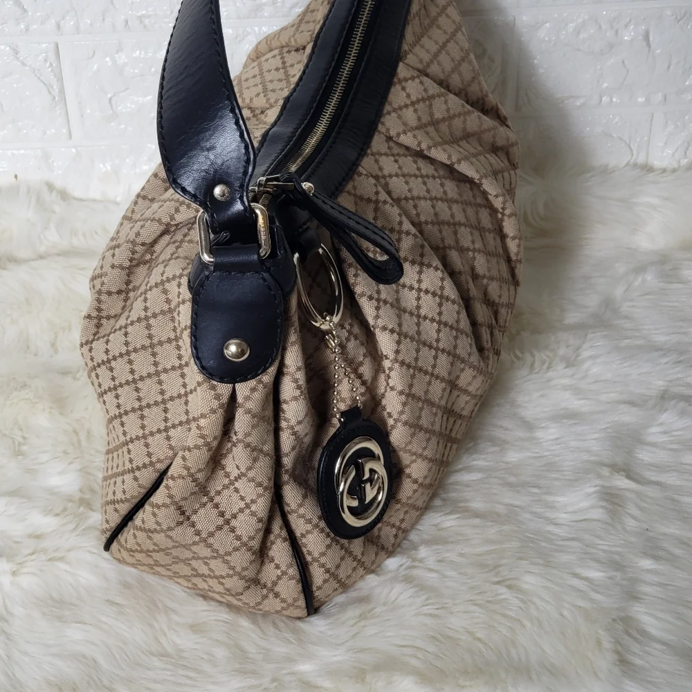 Gucci Sukey Diamante Canvas Hobo Bag Beige - Picture 5 of 12